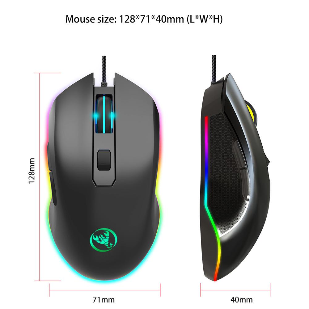 HXSJ 6400DPI Wired Gaming Mouse Four Adjustable DPI RGB Gaming Mouse A866