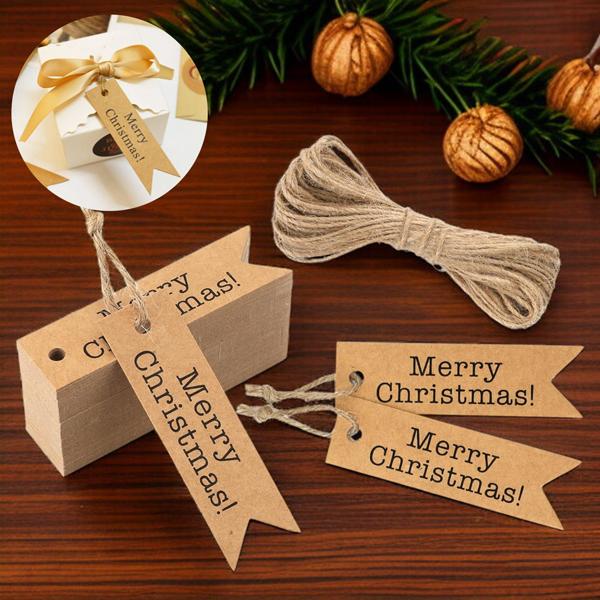 Bộ 10 Tag Giáng Sinh Đuôi Cá Kraft Kèm Dây - Vinacraft