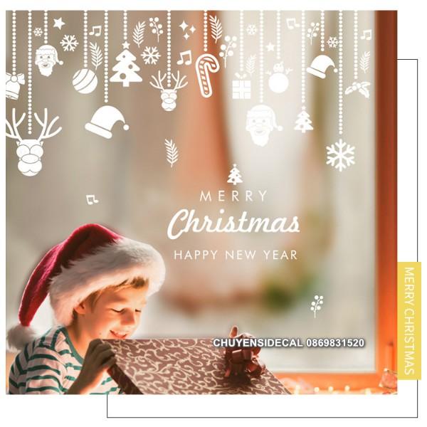 Decal trang trí tường Noel - Rèm dây Phụ Kiện kèm chữ 02