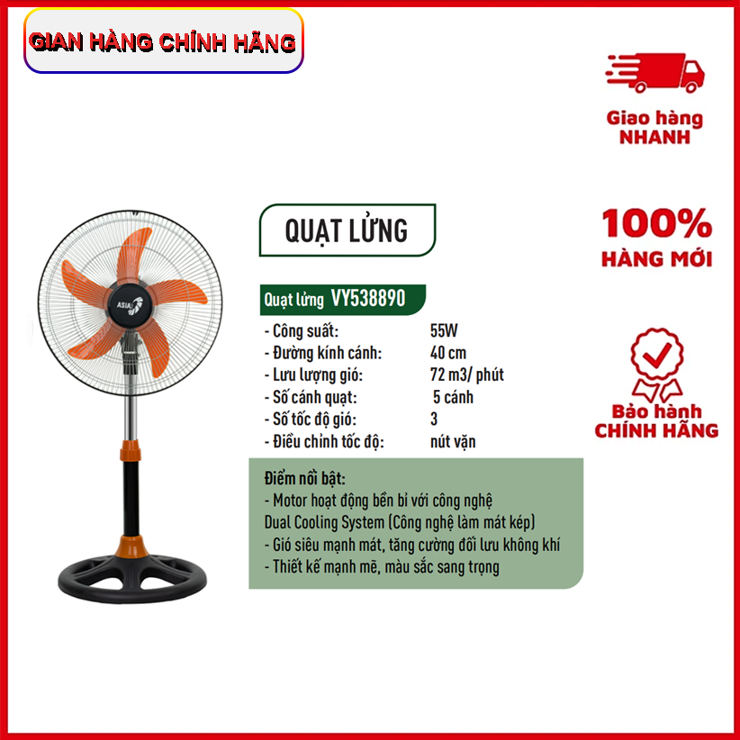 Quạt lửng ASIA vina VY538890 5 cánh, 55W - Hàng chính hãng