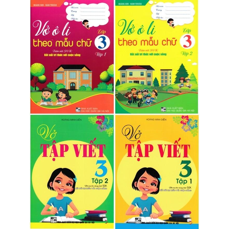 Sách - Bộ 4 cuốn vở ô li theo mẫu chữ + vở tập viết lớp 3 (bám sát sách giáo khoa kết nối tri thức với cuộc sống)(HA-MK)