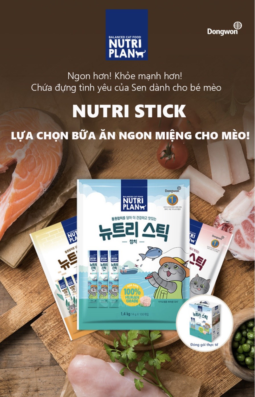 Súp Thưởng Nutri Plan Stick Dành Cho Mèo Trưởng Thành Làm Từ Cá Ngừ Thượng Hạng Nhập Khẩu Hàn Quốc 14g - cá ngừ &amp; cá hồi