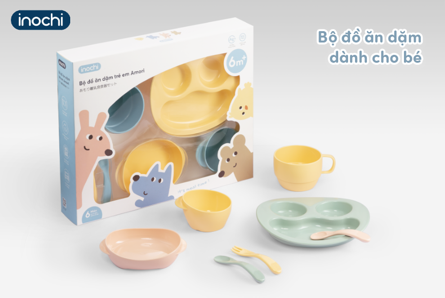 Bộ đồ ăn dặm trẻ em Inochi Amori dành cho bé từ 6 - 12 tháng tuổi