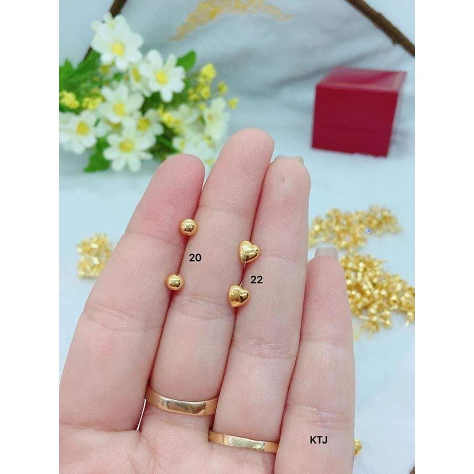 Bông khuyên tai bi vàng nhiều size 3li,5li.10li nam nữ chốt nụ đeo được nhiều kiểu, vành trên cá tính,phụ kiện an chi