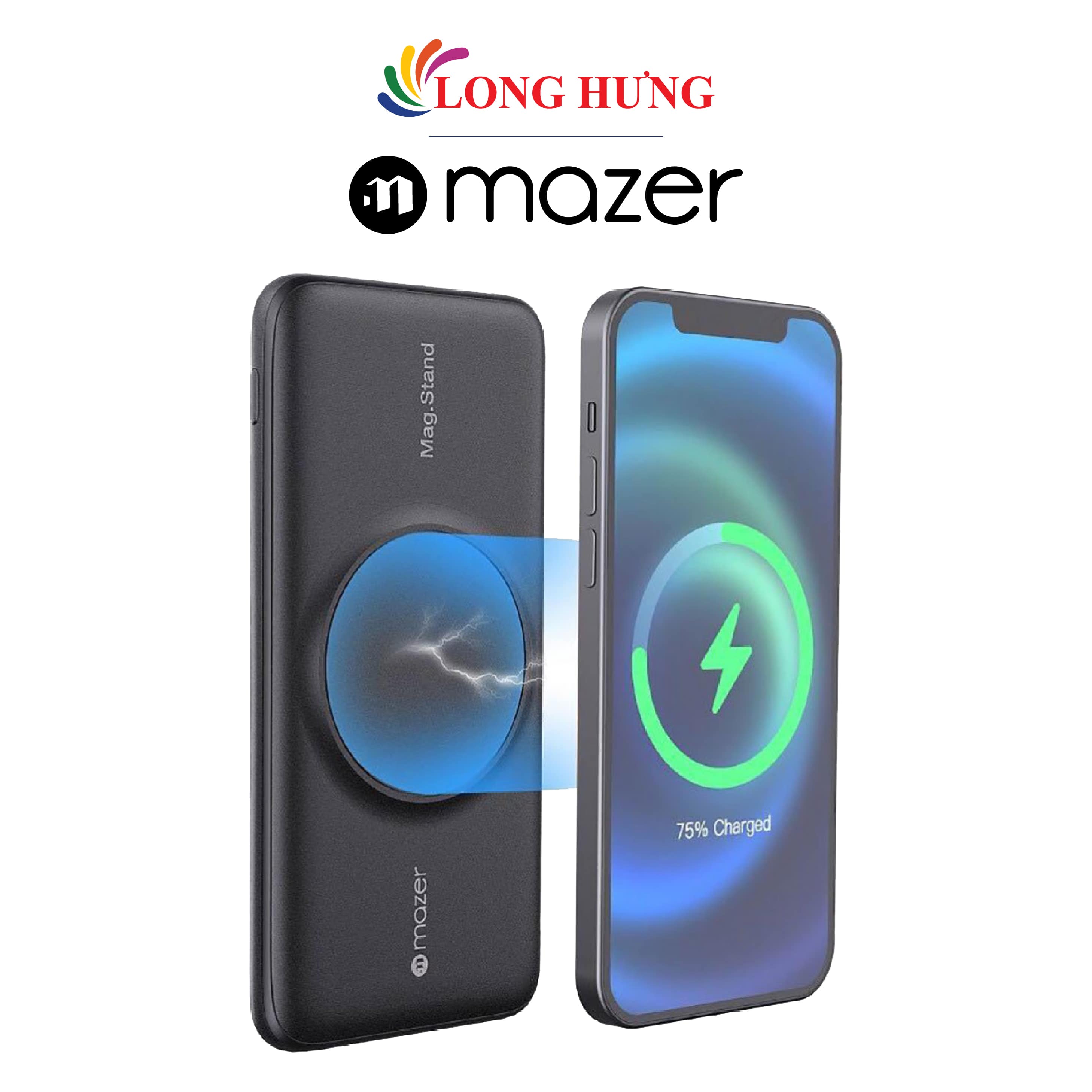 Sạc dự phòng từ tính không dây Mazer Infinite.Boost MagStand 10000mAh PD22.5W QC3.0 M-EGAIR10ST - Hàng chính hãng