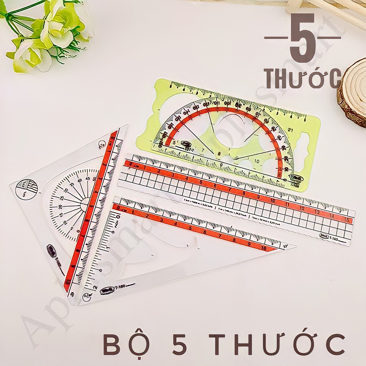 Bộ 5 thước vẽ kỹ thuật đa năng