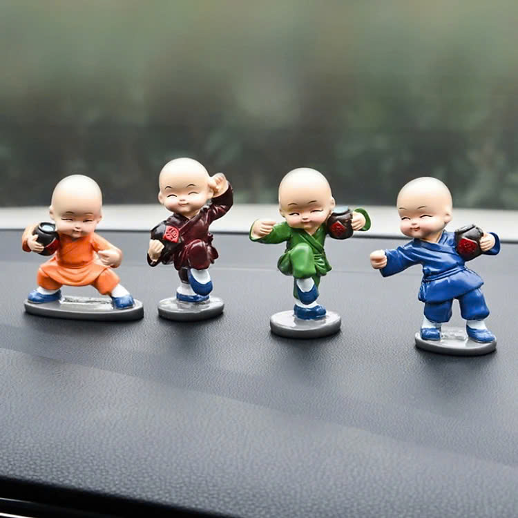 Combo 4 Chú Tiểu Múa Võ Túy Quyền Trang Trí Tủ Phòng Khách, Bàn Làm Việc, Taplo Ô Tô, Làm Quà Tặng GROFA - Chính hãng