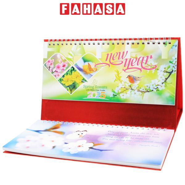 Lịch Bàn 2025 Có Note - Lộc Biếc Hoa Xuân - Văn Lang VL-LB16 - Đế Màu Đỏ