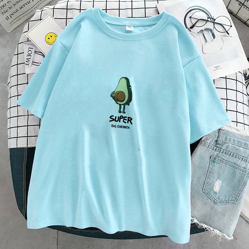 Áo Thun Nữ Unisex Tay Lỡ In Trái Bơ SUPER Siêu Cute