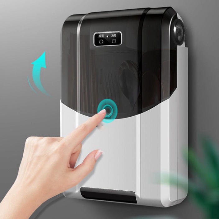 Hộp Sấy Và Khử Khuẩn Đũa Thìa Muỗng Thông Minh, Có Nắp Đậy Cao Cấp Chống Côn Trùng, Kiến, Dán Tường Chắc Chắn- Hàng Loại 1 Chính Hãng MINIIN