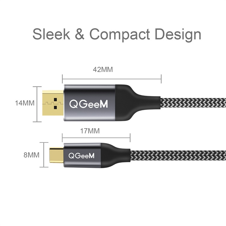 Cáp chuyển cổng QGeeM USB 3.1 Type C (Tương thích Thunderbolt 3) sang DP dài 1.2m 4K @ 60HZ, chuyển đổi USB C sang DP tương thích rộng rãi- Hàng chính hãng        