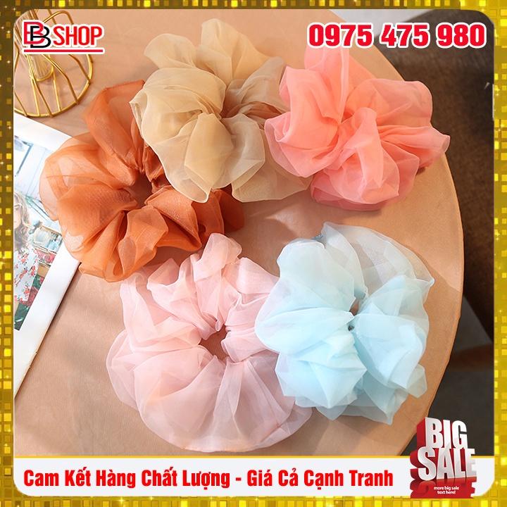 Dây Buộc Tóc Scrunchies Vải Voan Kính Cho Nữ