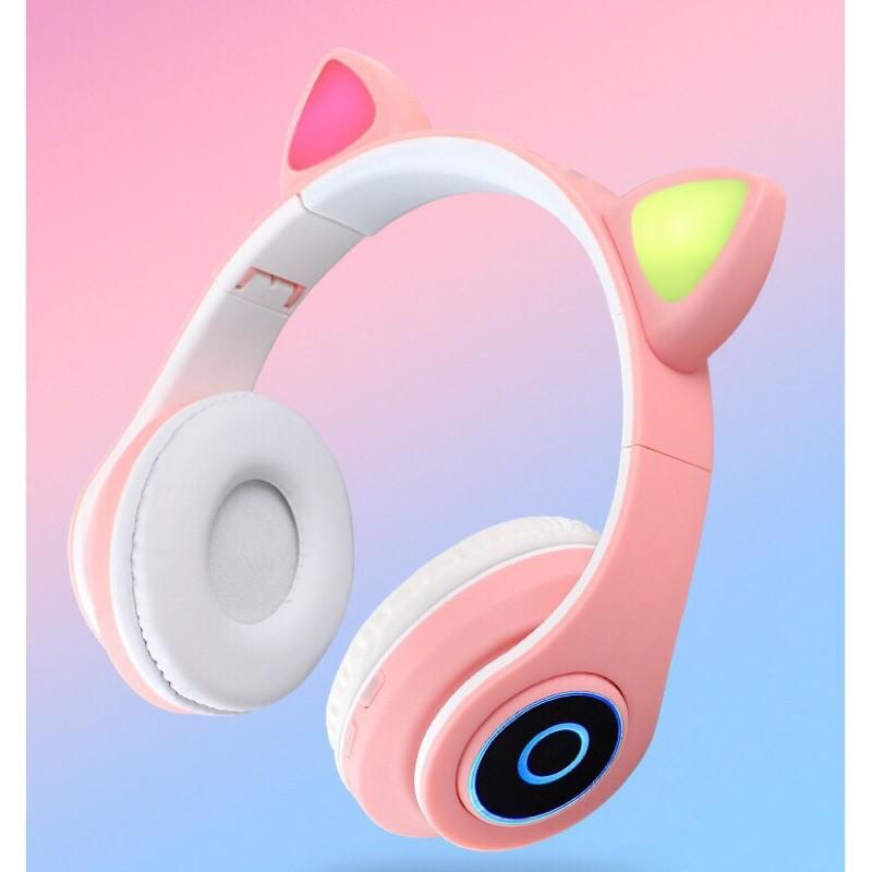 Tai Nghe Mèo Headphone Chụp Tai Bluetooth 5.0 P47M Không Dây Hình Tai Mèo Dễ Thương Giá Rẻ Siêu Cute 2021