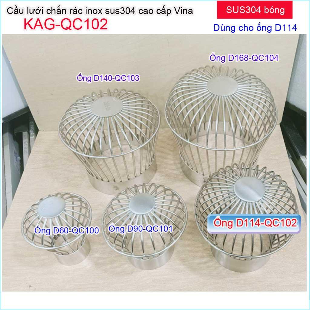 Cầu lưới Inox 304 dày chắn rác sân thượng KAG-QC102-D114-140, cầu chặn rác thoát nước mưa thoát nhanh sử dụng tốt