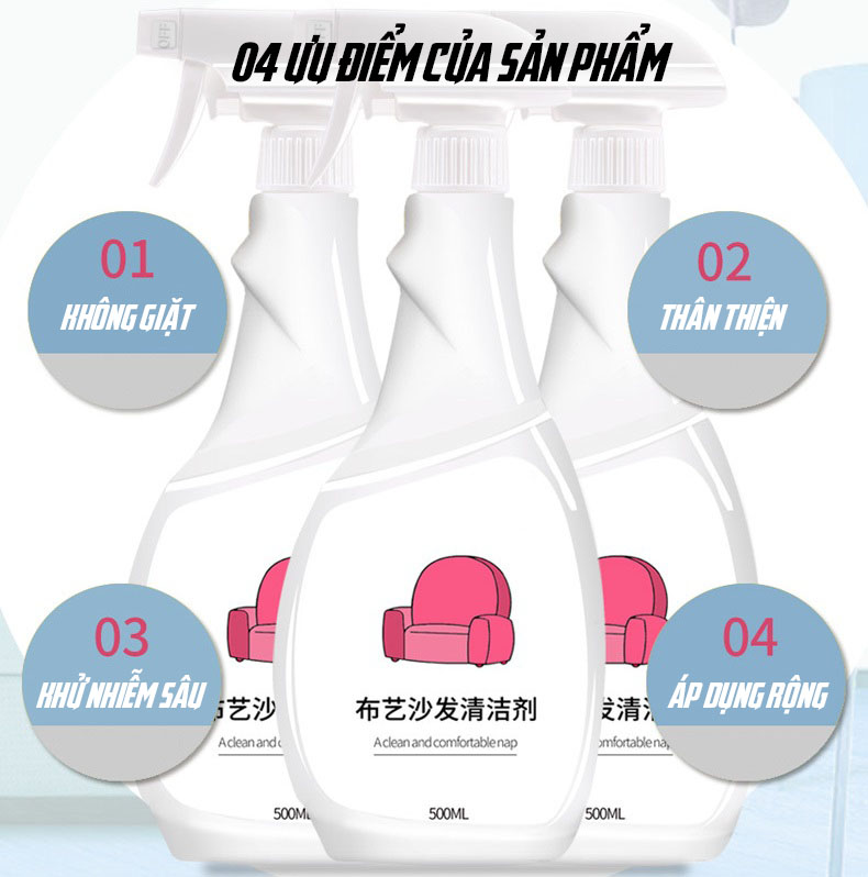 Dung Dịch Tẩy Rửa Vết Bẩn Ghế Sofa Nội Thất Bằng Vải Nỉ Cao Cấp 500ml