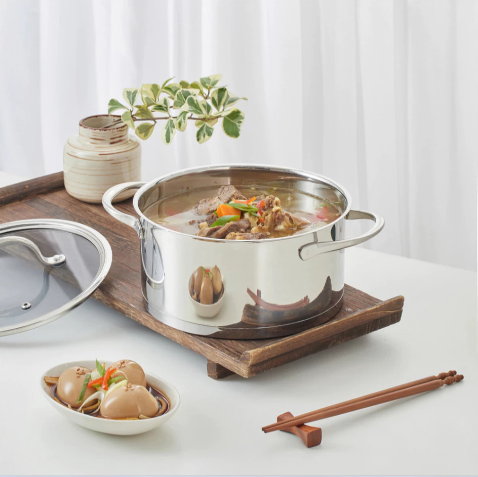 Bộ Nồi Hàn Quốc Haatz Jang Taste Inox 304 Cao Cấp JAT3 (16/20/24cm) – Đúc Liền Khối, Đáy 4 Lớp - Hàng Chính Hãng Bảo Hành 5 Năm