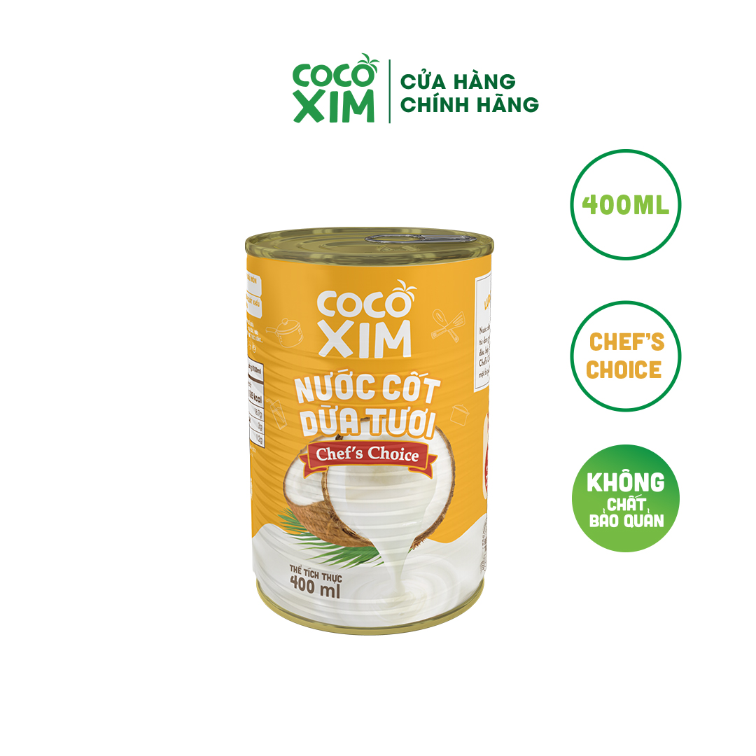 Thùng 24 Lon Nước cốt dừa Chef's Choice Cocoxim dung tích 400ml/Hộp