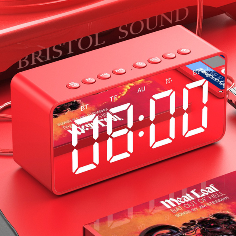 Loa Bluetooth Mặt Gương Kiêm Đồng Hồ Báo Thức BT506 V5.0 - Có Khe Cắm Thẻ Nhớ