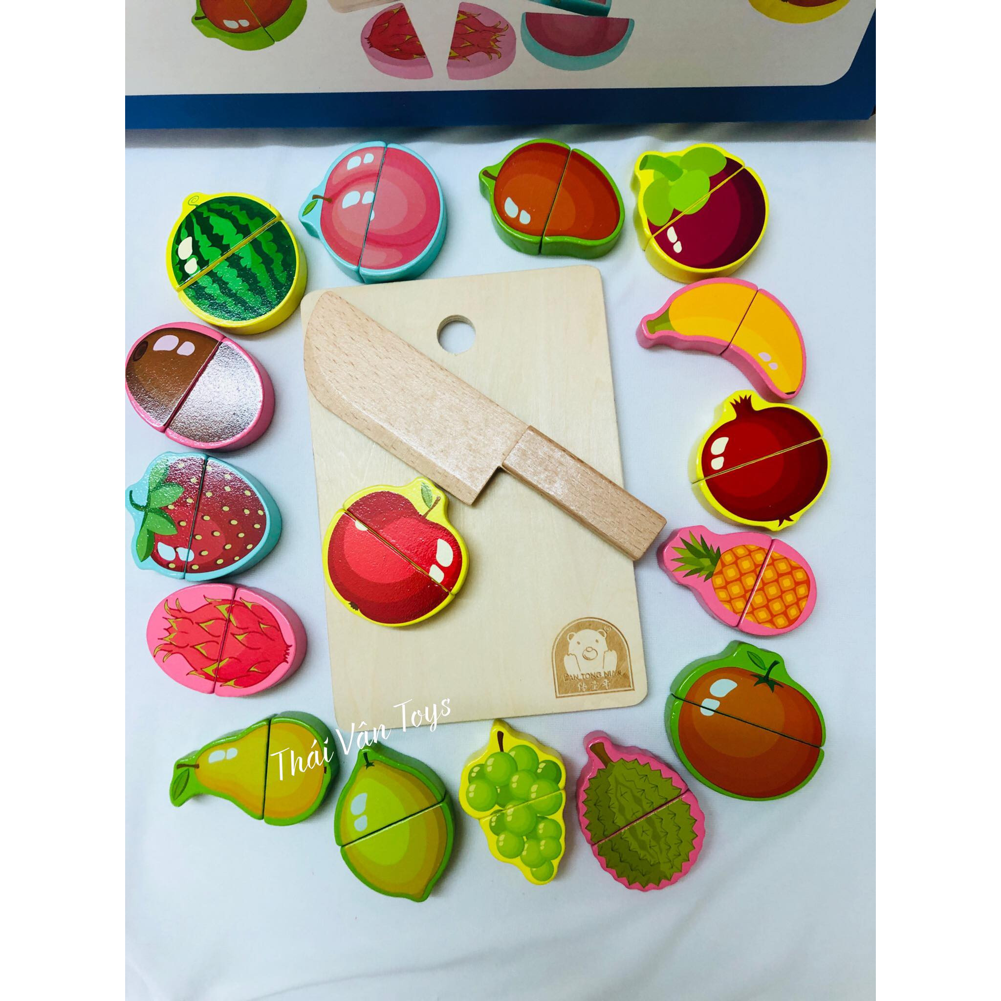Bộ cắt trái cây 16 loại có nam châm - Đồ chơi gỗ an toàn cho bé nấu ăn làm bếp