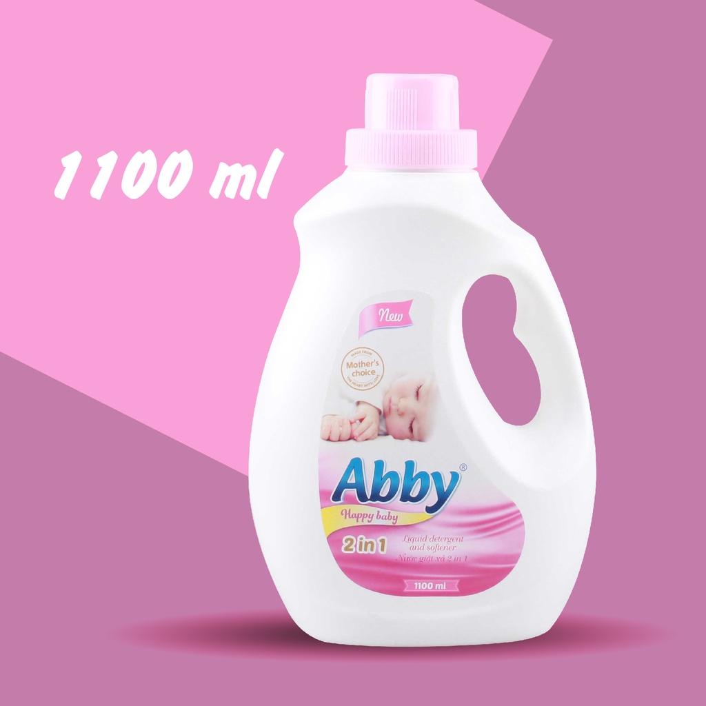 Nước giặt xả mẹ và bé 1100 ml ABBY an toàn, làm mềm vải, hương thơm dịu nhẹ, sạch vết bẩn trẻ em