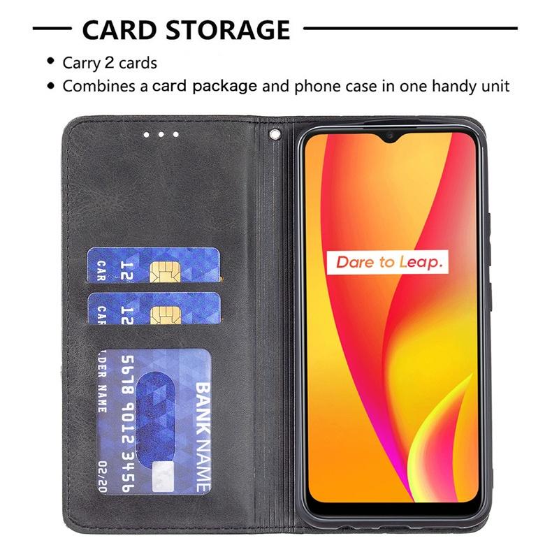 Ốp điện thoại da PU kiểu ví đế lật từ tính cho OPPO RENO6 PRO REALME 8 5G 8 PRO V13 C12 C15 C25 C20 C21