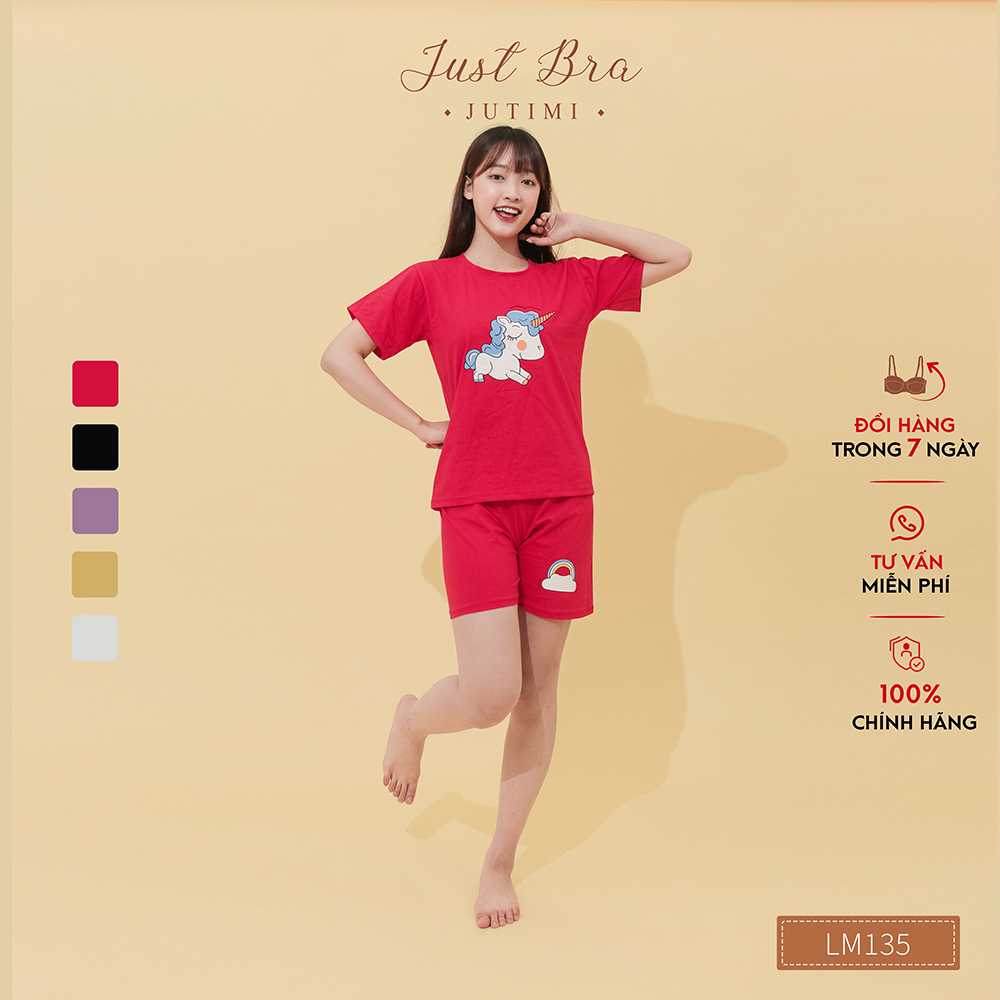 Bộ đồ ngủ Just Bra họa tiết đáng yêu, màu sắc tươi sáng, mặc thoáng mát LM135