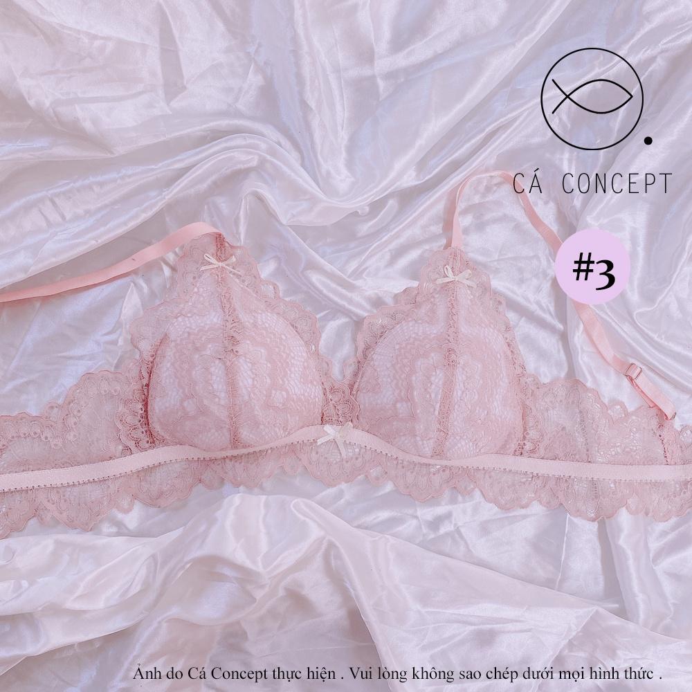 Bộ Sưu Tập Bra ren hồng đất phối phi lụa CÁ CONCEPT đồ lót thiết kế bra sexy