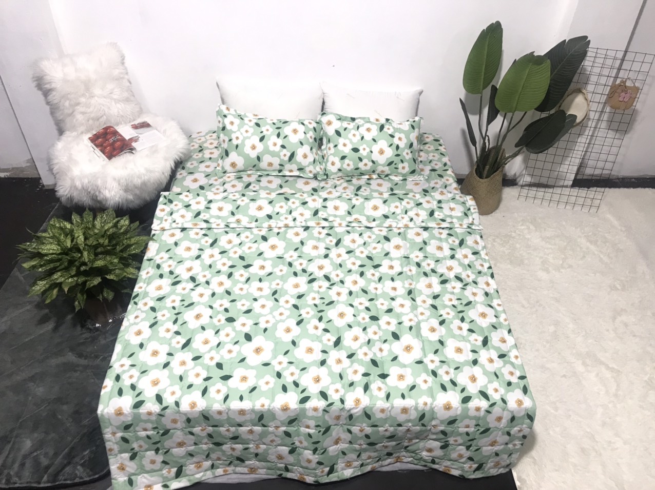 Bộ Chăn Ga Gối Hè Thu 5 Món CHM1