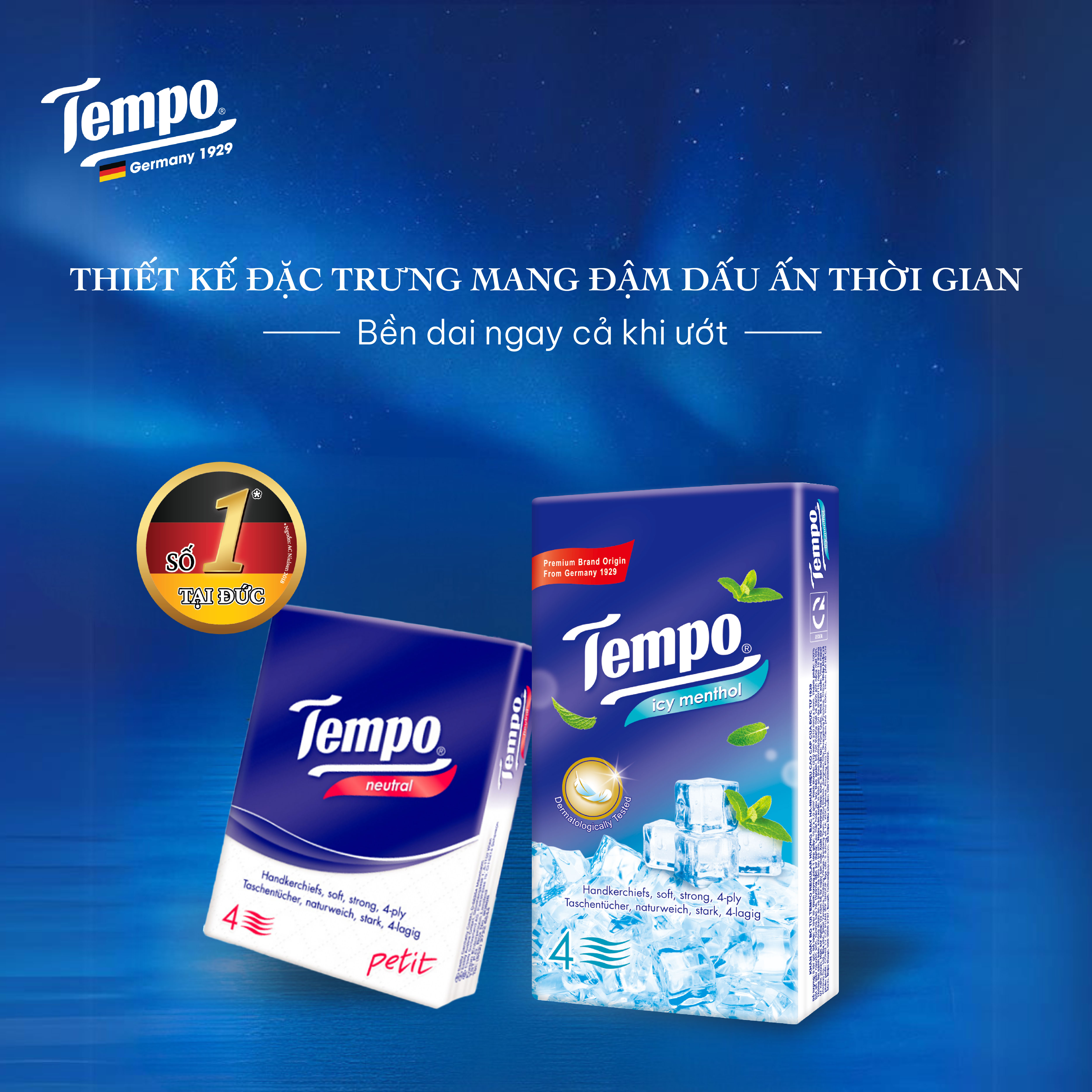 [LỐC 10 GÓI] Khăn giấy bỏ túi cao cấp Tempo Regular - 4 lớp bền dai, được kiểm nghiệm da liễu - Thương hiệu Đức (10 Gói/Lốc)
