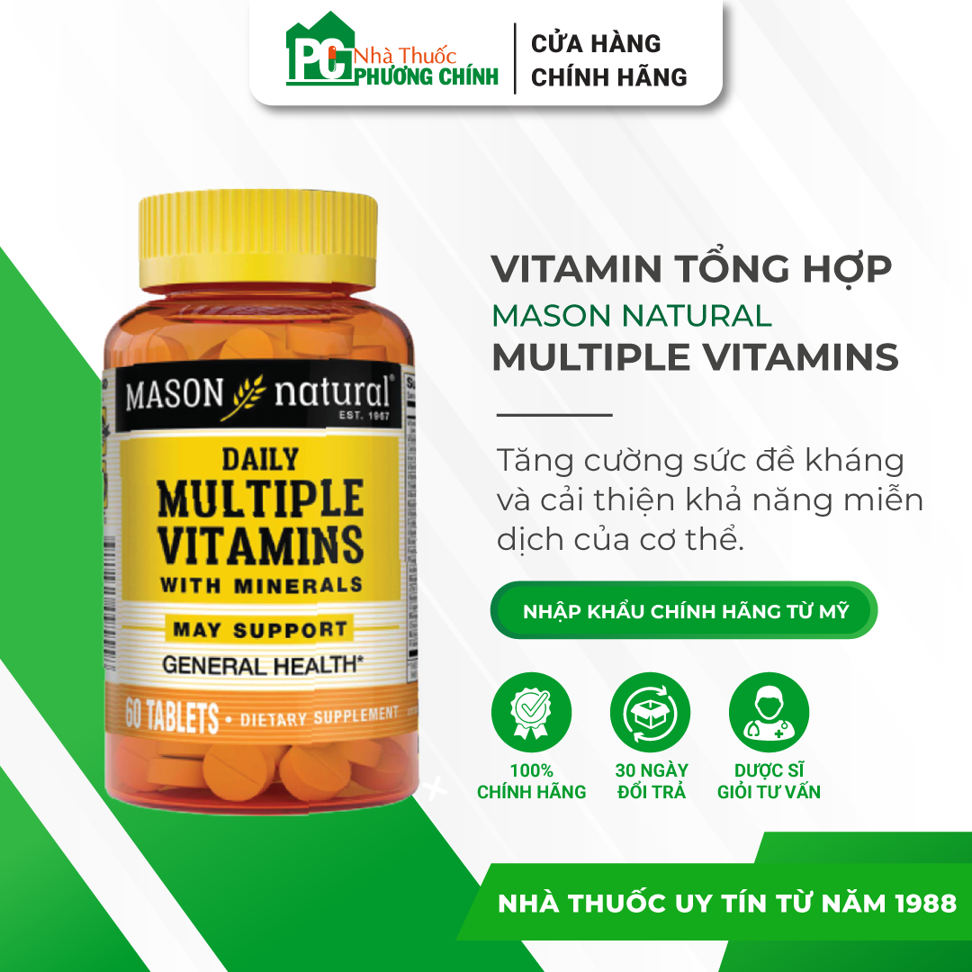 Vitamin Tổng Hợp Mason Natural Daily Multiple Vitamins With Minerals - Bổ Sung 24 Vitamin & Khoáng Chất Thiết Yếu