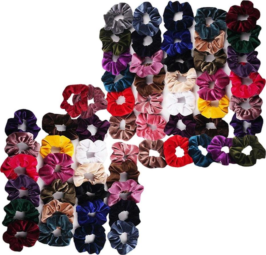 60 Miếng Tóc Scrunchies Thun Nhung Tóc Scrunchy Dây Buộc Tóc Dây