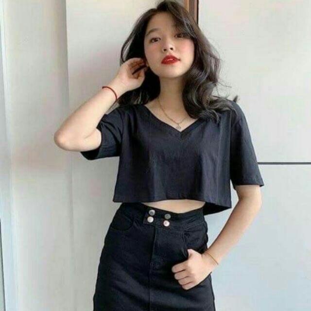 Áo croptop trơn body cổ tim   SIÊU SALEÁo CropTop Thun Cổ tim trơn