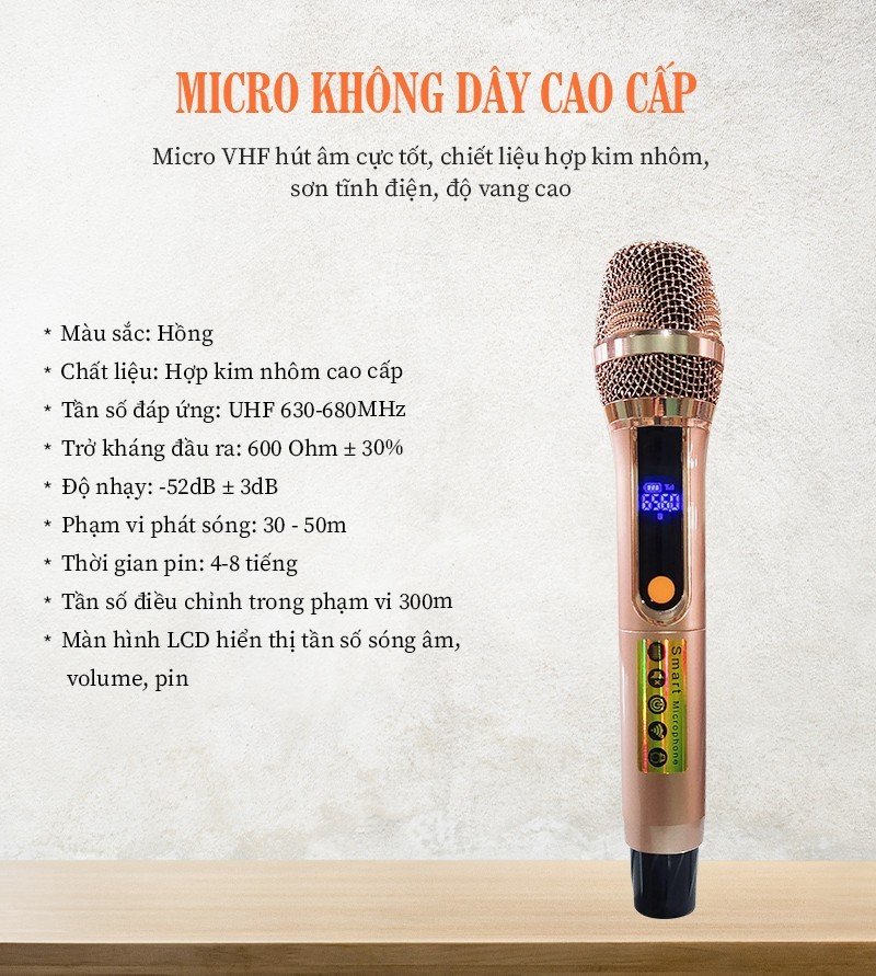 MICRO KHÔNG DÂY LOA KÉO, AMPLI SET TẦN SỐ VÀ VOLUME TRÊN MICRO - 1 CẶP