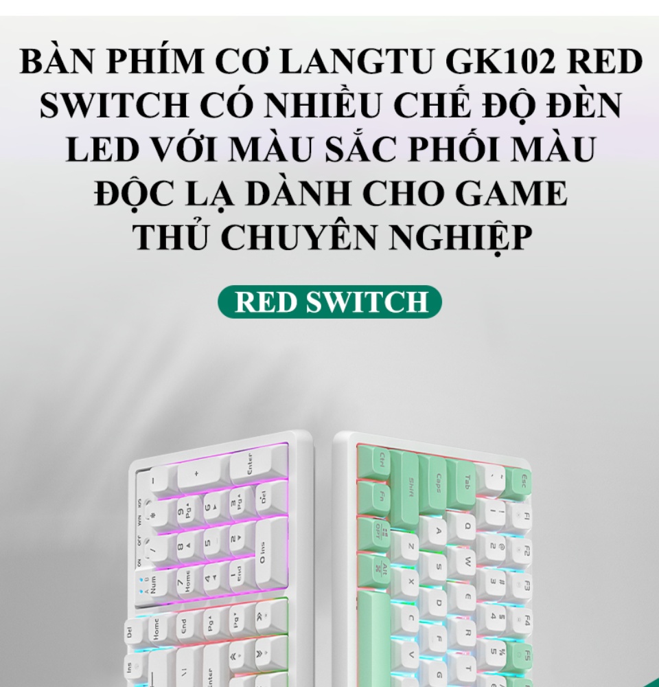 Bàn phím cơ LANGTU GK102 Golden switch - có Hotswap - Full size 102 phím - Hàng chính hãng