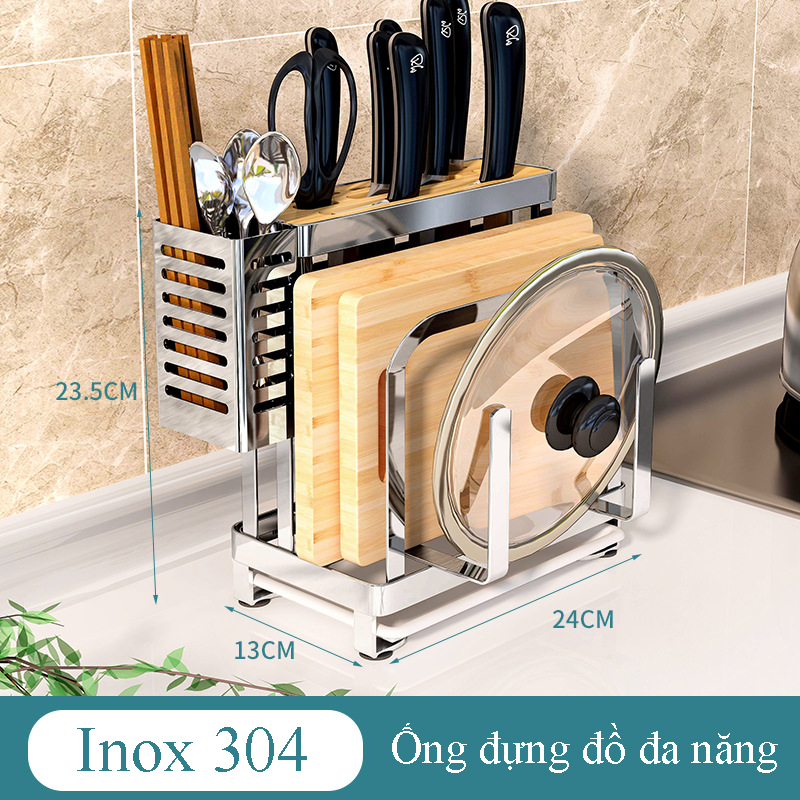 Gía cắm dao đũa thớt inox 304 G-08 thiết kế mới theo phong cách hiện đại 2020