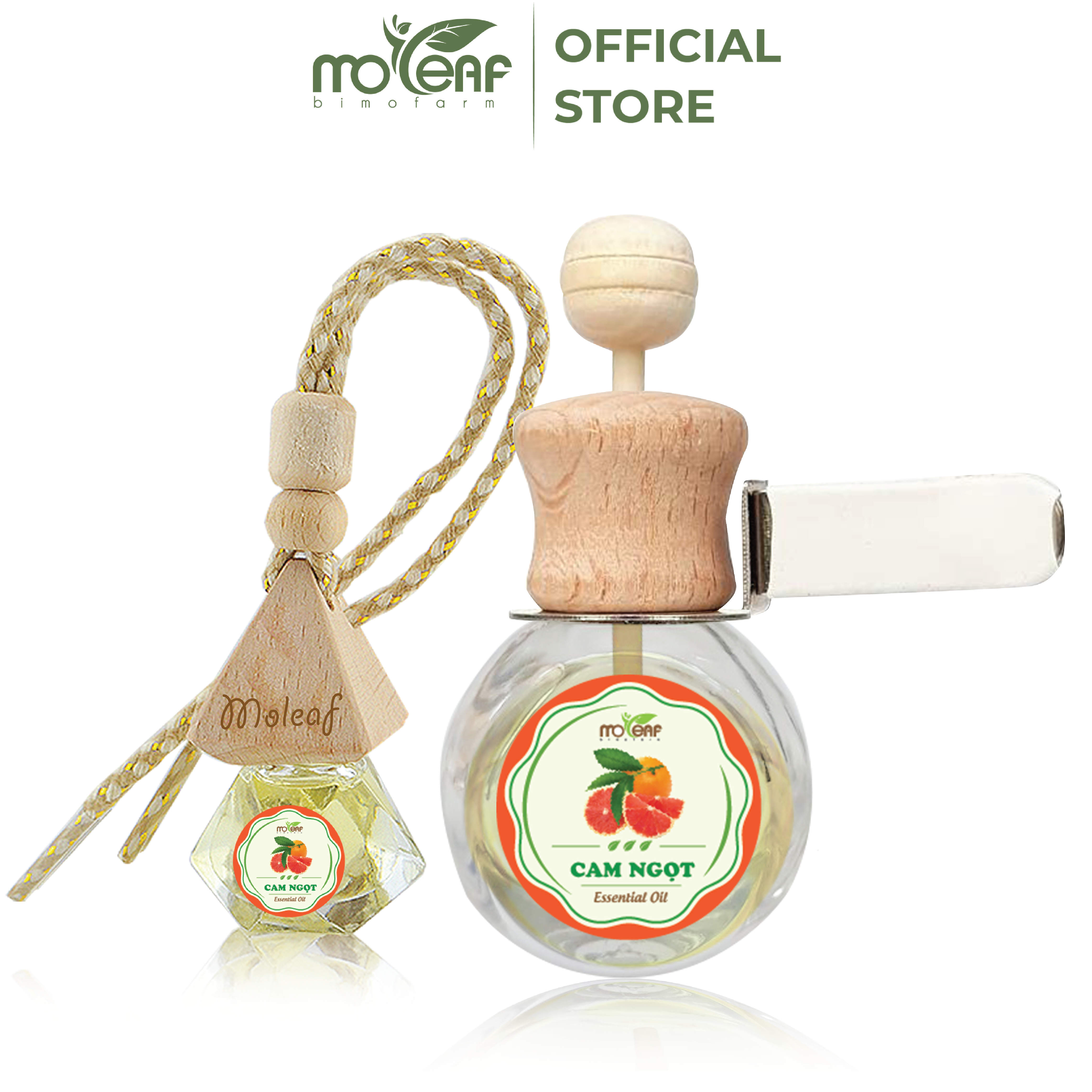 Dây treo tinh dầu Moleaf 7ml, Sả Chanh, Tràm gió, Bạc Hà, Cam Ngọt, Oải Hương, Ngọc Lan Tây, Vỏ Bưởi, Vỏ Quế, nước hoa xe ô tô, tủ quần áo, phòng khách, nhà bếp