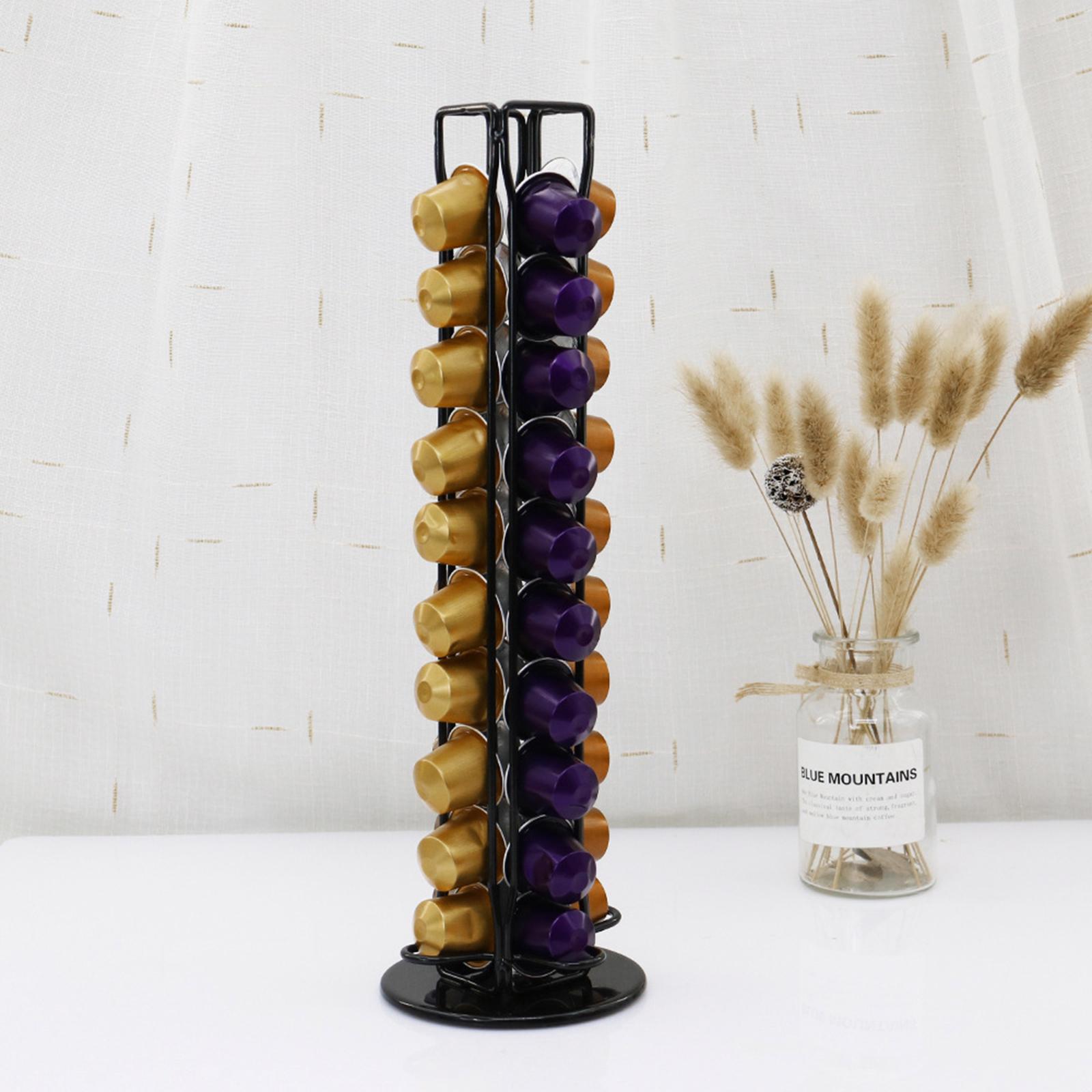 Iron Wire Coffee Pod Capsule Holder Rack Tower Storage Fits for Counter Cafe Home Shop Can Hold 40 Capsules