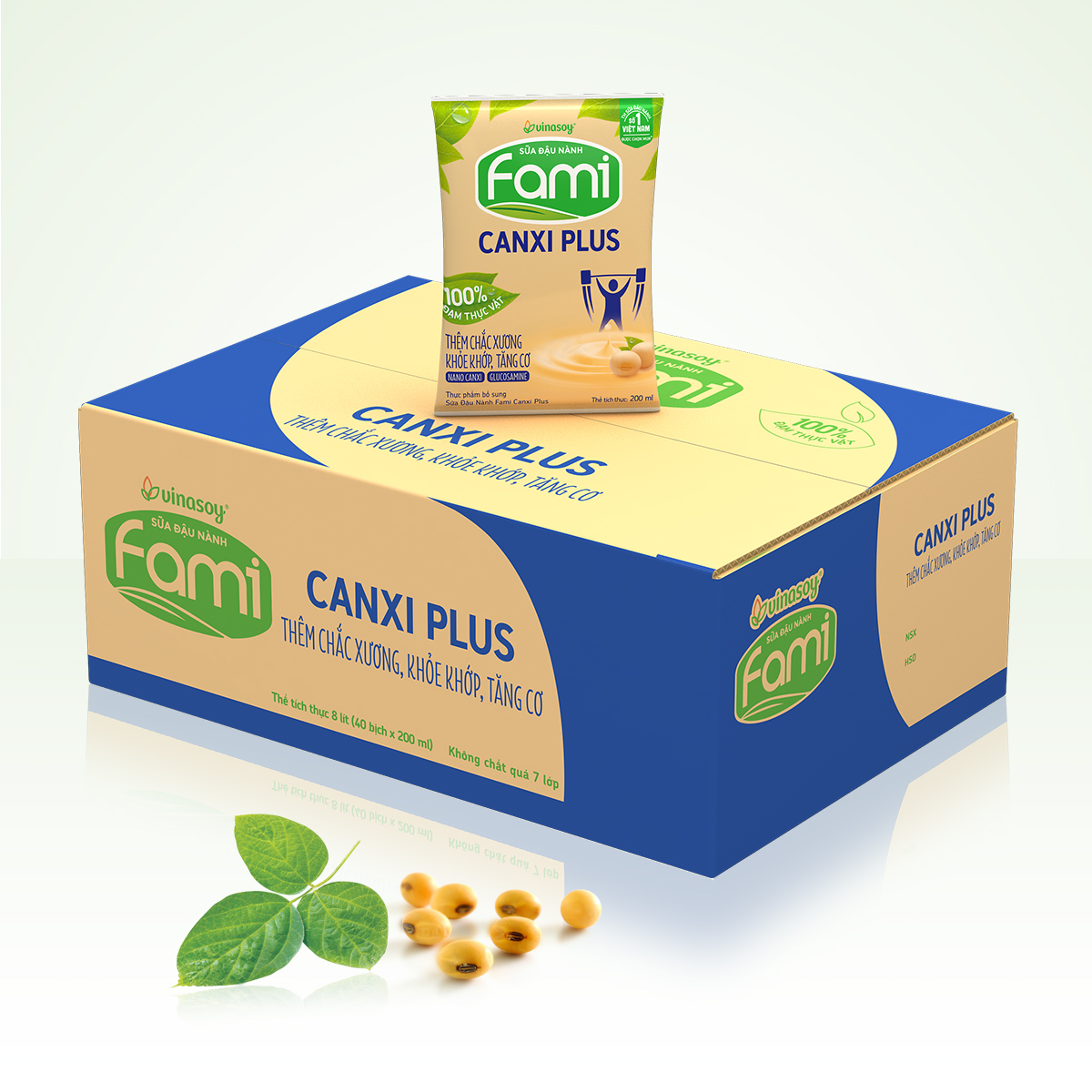 Thùng sữa đậu nành Fami Canxi Plus  bịch (200ml x 40 bịch)