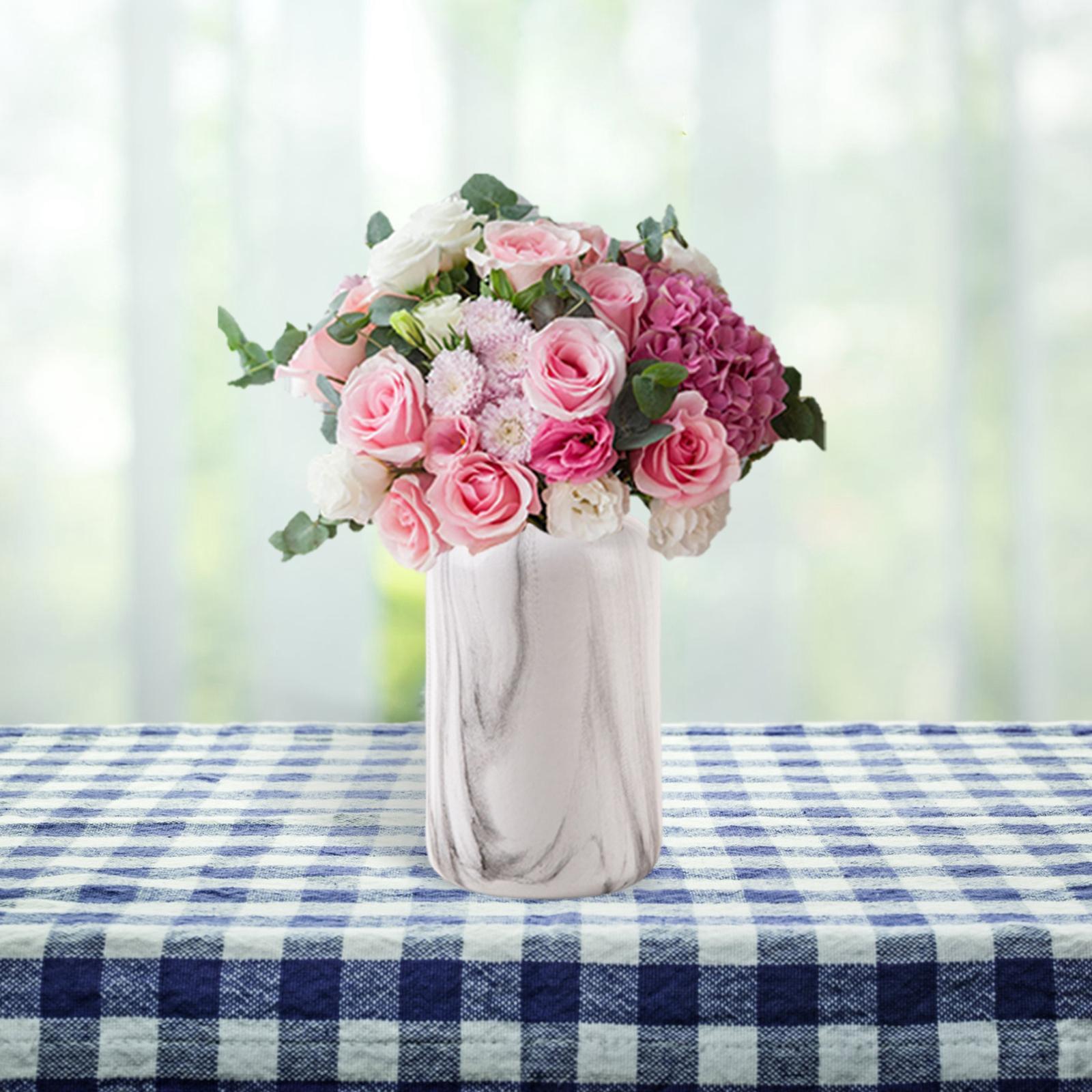 Modern Marble Ceramic Flower Vase Decorative for Table Office Home Decor