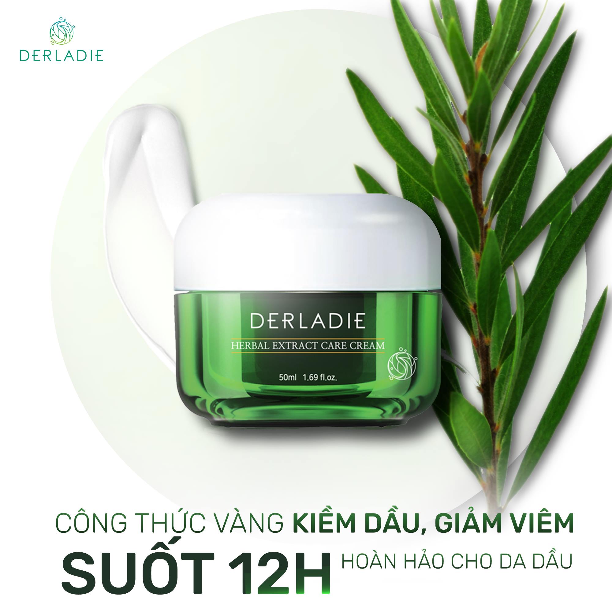 Sample Kem Dưỡng Giảm Mụn, Kiềm Dầu 12 Giờ Derladie Herbal Extract Care Cream 2ml