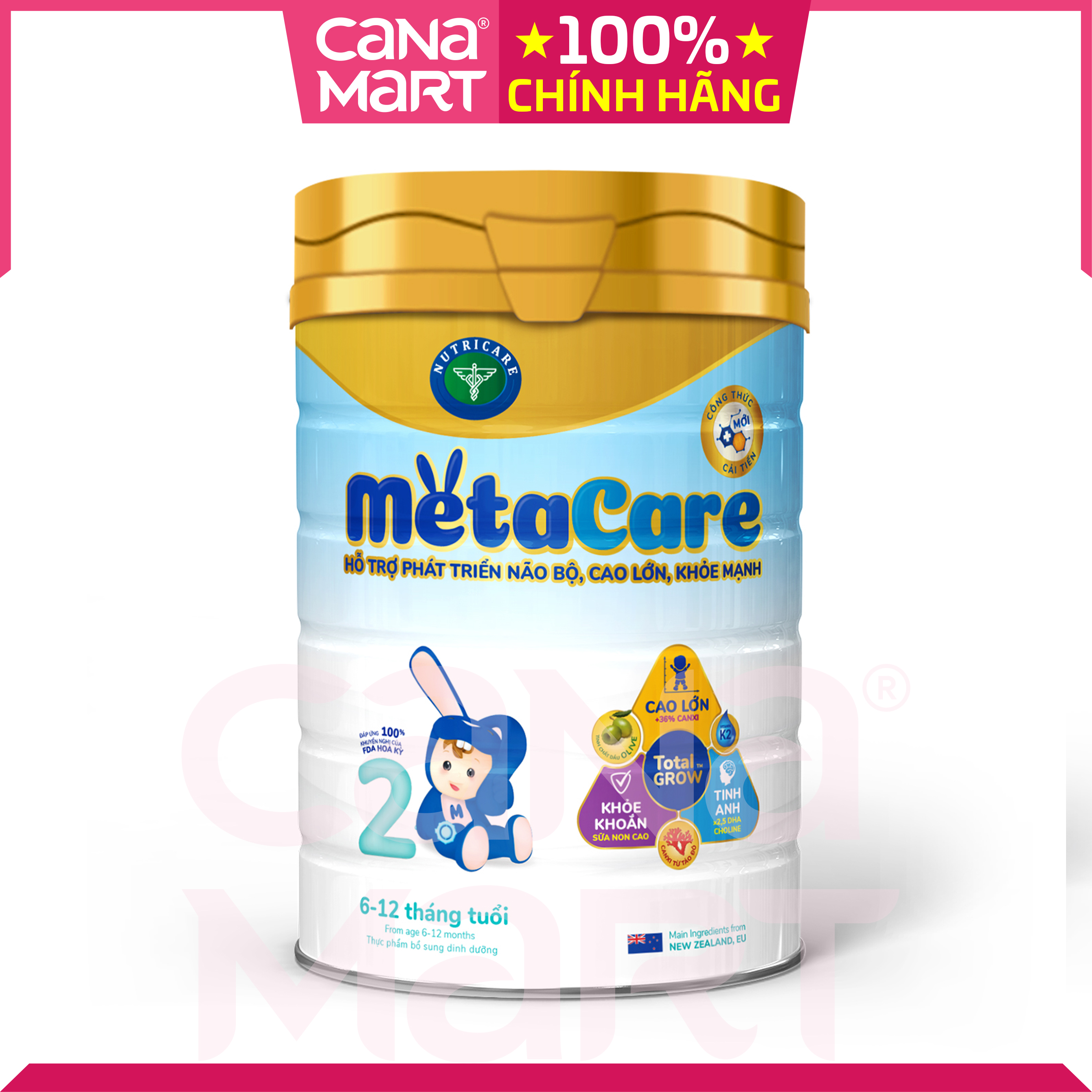 Sữa bột tốt cho bé MetaCare 2 giúp bé phát triển toàn diện (6-12 tháng) (900g)