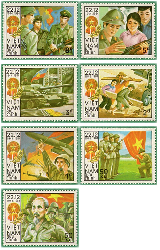 Tem sưu tập MS 463 Tem chết và sống Việt Nam Kỷ niệm 40 năm thành lập Quân đội Nhân dân Việt Nam 1984