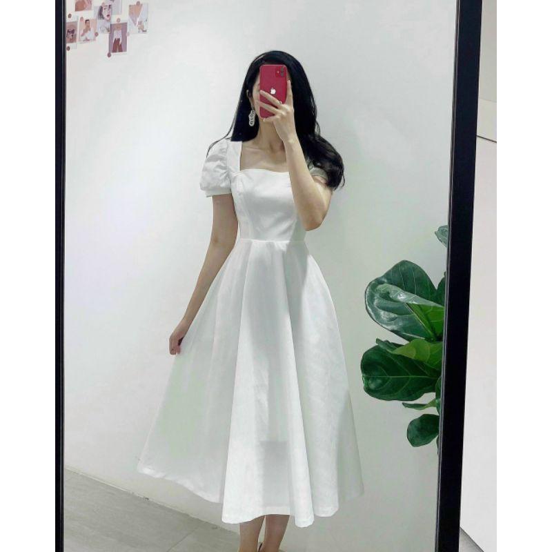 Đầm dự tiệc cổ vuông tay phồng Centrosa Dress