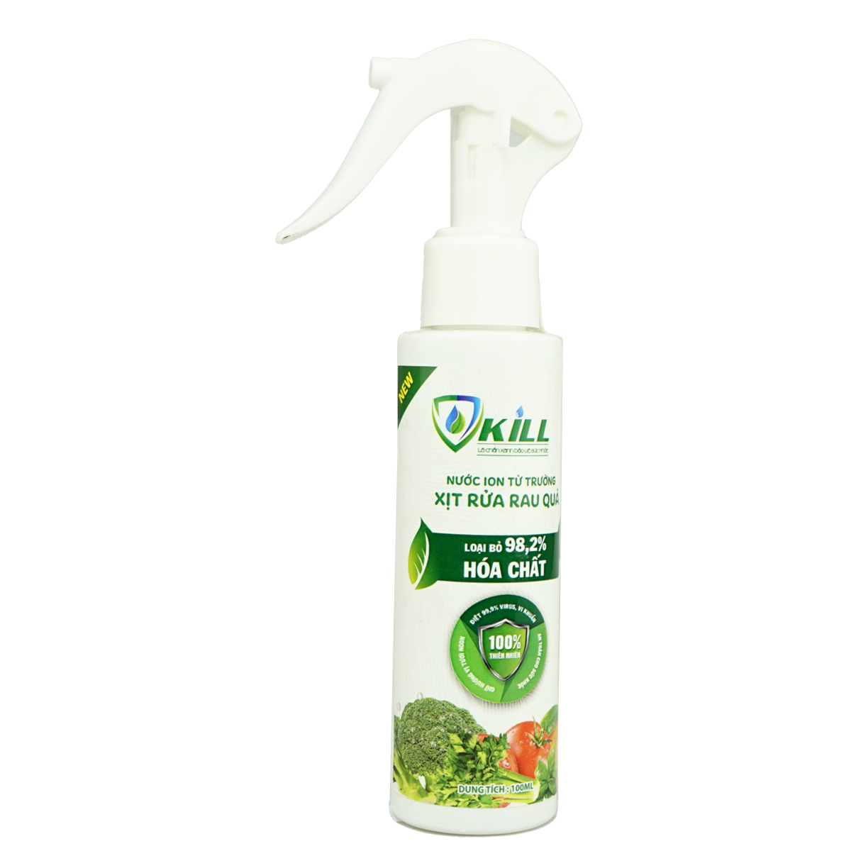 Nước rửa rau củ thực quả phẩm tươi sống Vkill 100ml an toàn khử khuẩn nhanh với ion từ trường công nghệ Nhật Bản