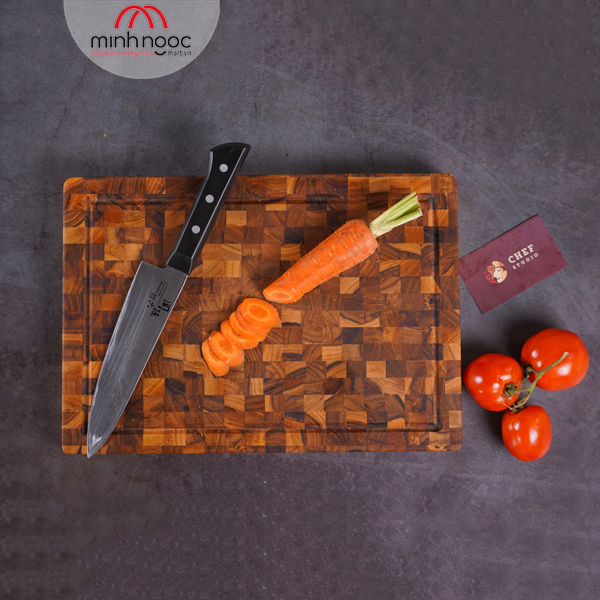 Thớt gỗ Teak Chef Studio hình chữ nhật 25x35x3,5 cm - MSP 10235. Dùng cắt, thái, bằm, chặt, bày thực phẩm.
