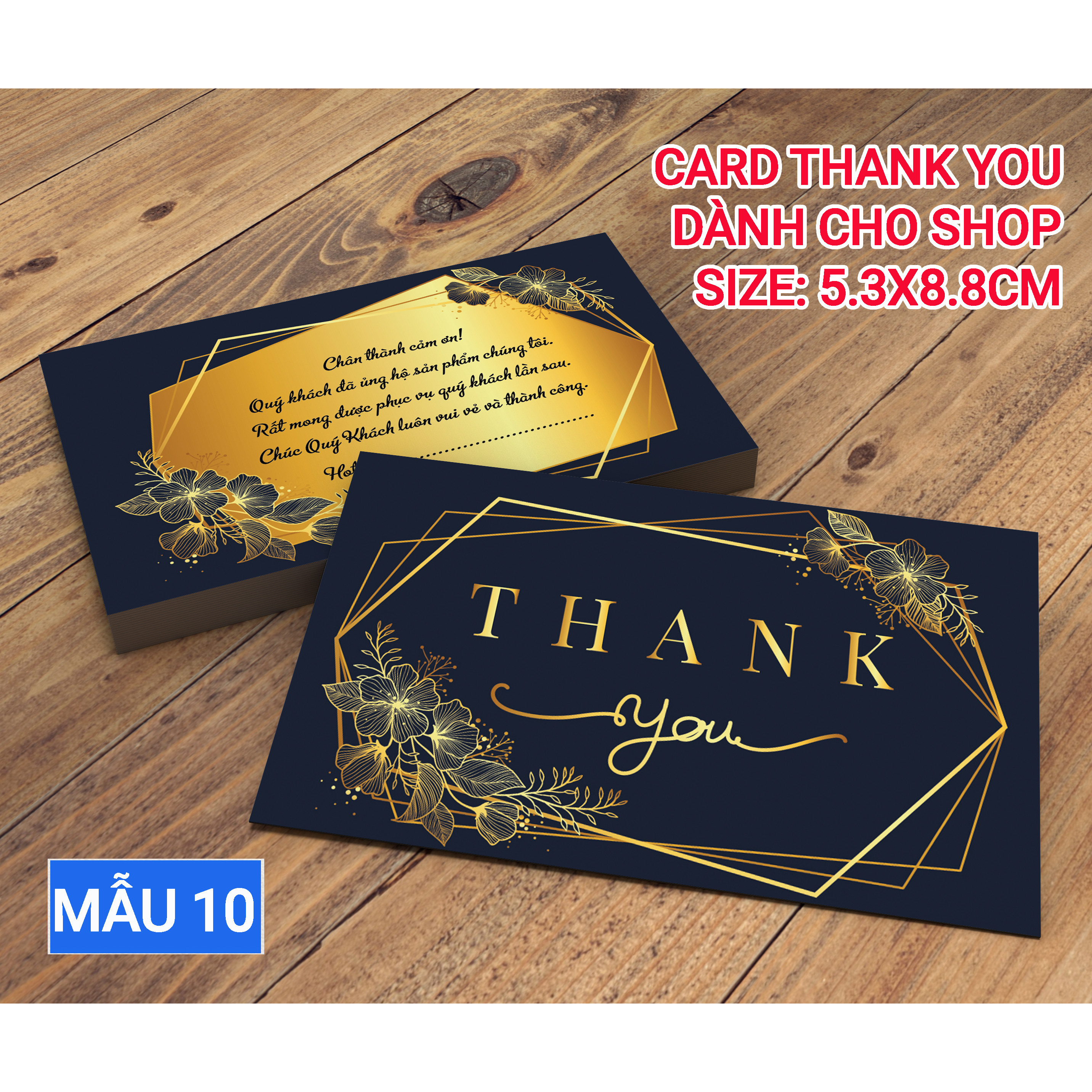 500 Thẻ Cảm Ơn Cho Shop - Mẫu 10 - Màu Xanh Đen