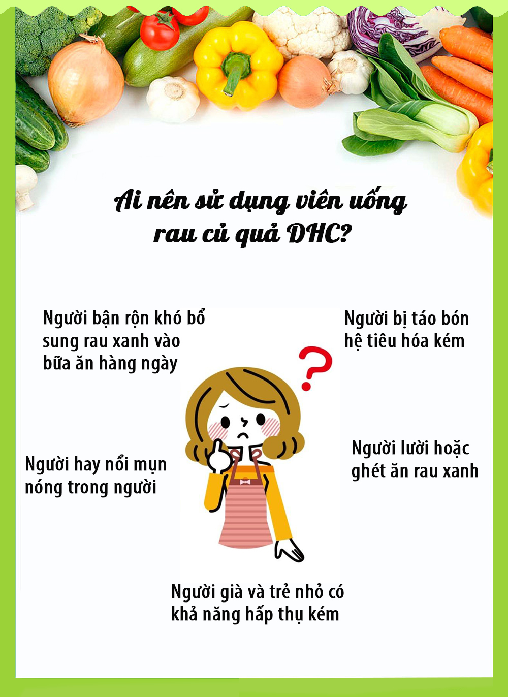 Viên uống rau củ DHC Nhật Bản bổ sung chất xơ, giảm nổi mụn và nóng trong và làm đẹp da JN-DHC-VEG