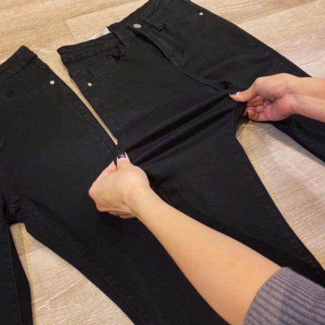 Quần jeans đen nữ co giãn size lưng cao