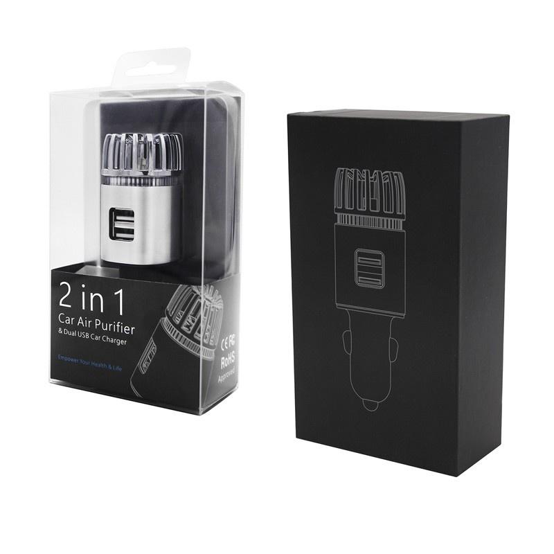 Máy lọc không khí ô tô xe hơi công nghệ mới tạo ion âm khử mùi kháng khuẩn kèm 2 cổng USB loại tốt
