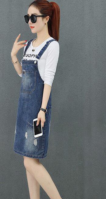 ĐẦM YẾM DENIM LƯNG ĐÍNH LOGO DY788-788DY